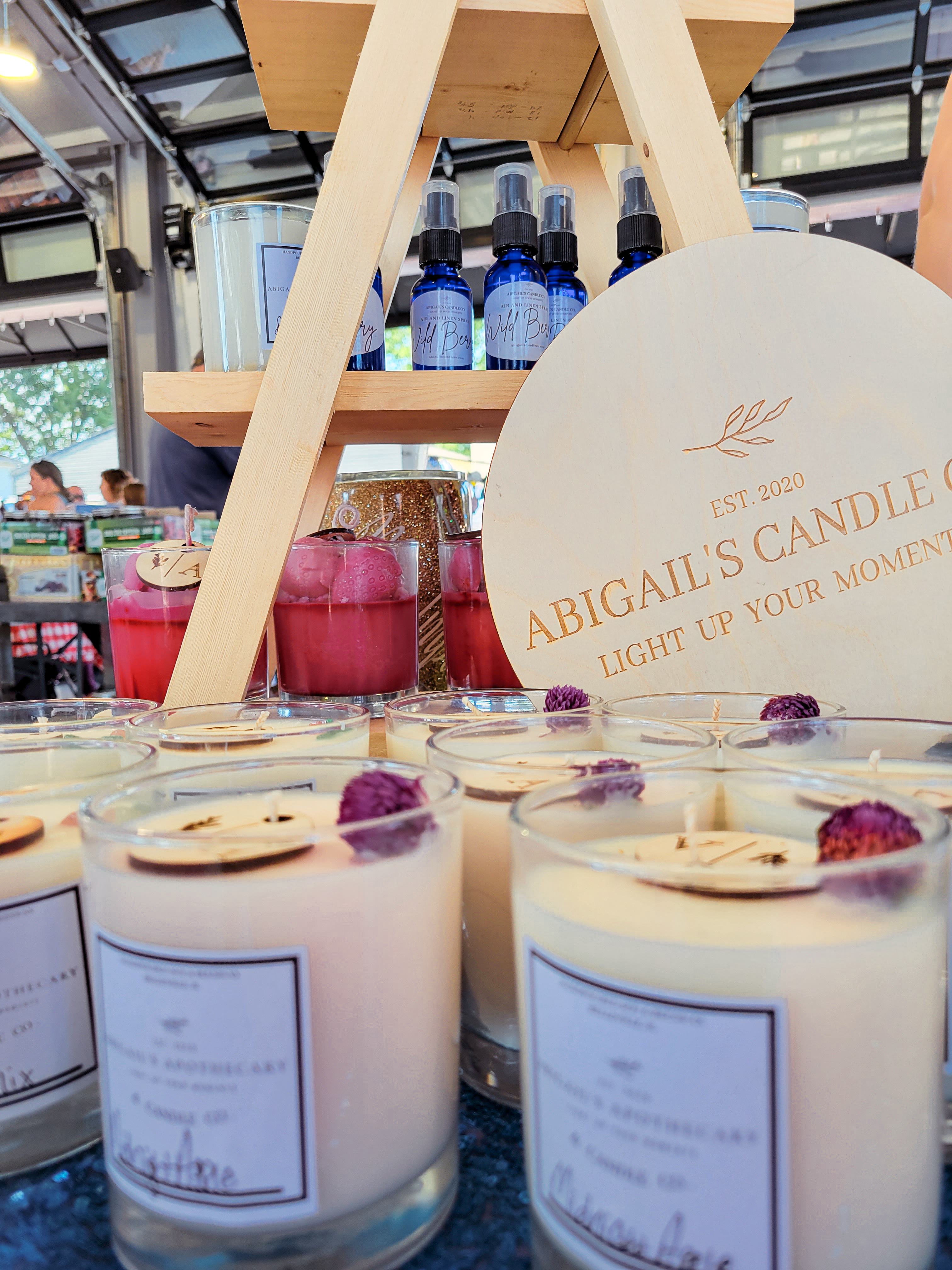 Abigails Candle Co candles on display at Vine Street Market in OFallon